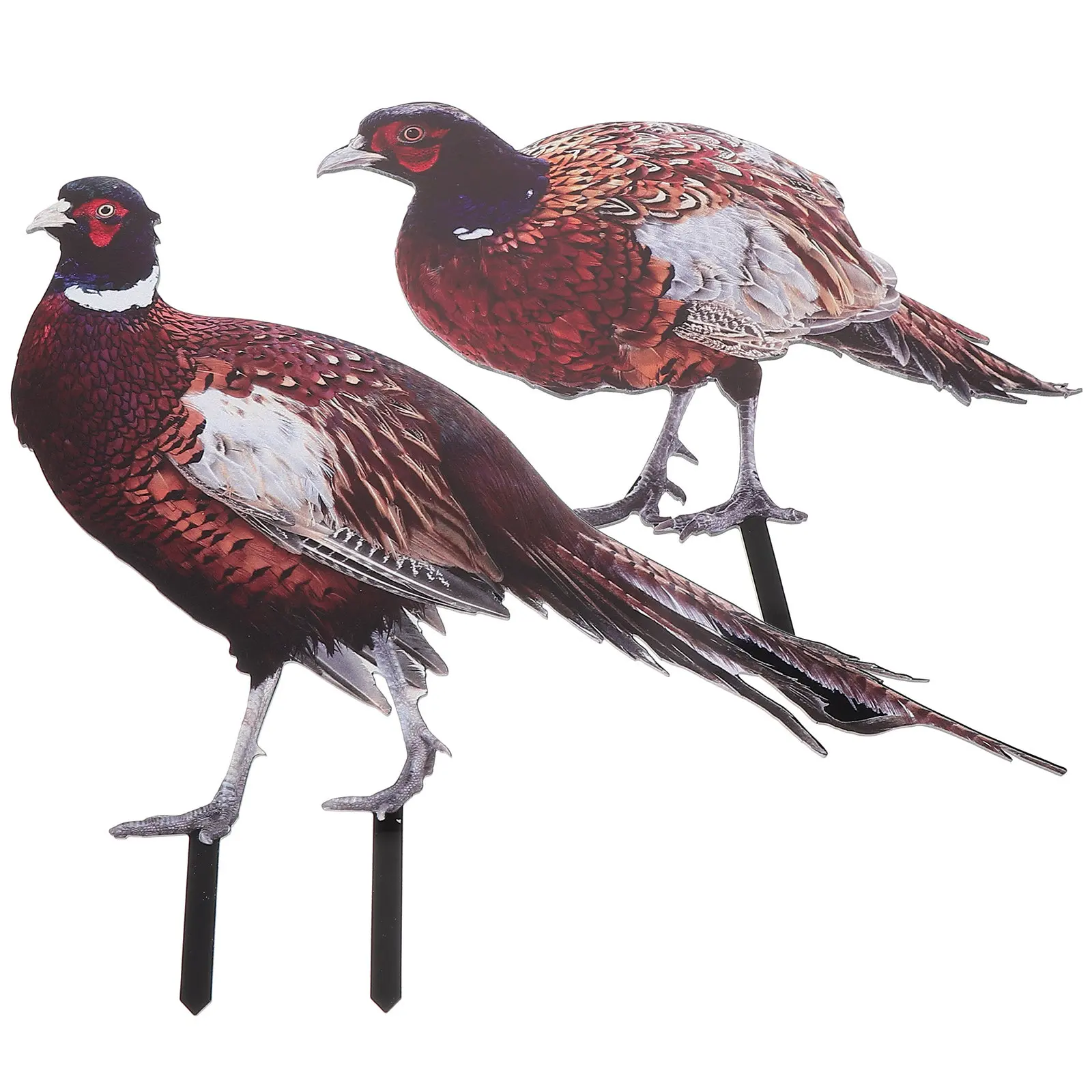 2 Pcs Animal Stakes Garden Pheasant Ornament Charming Animal Stake Lifelike Outdoor Decor Insert Decoration Gardening Sculpture