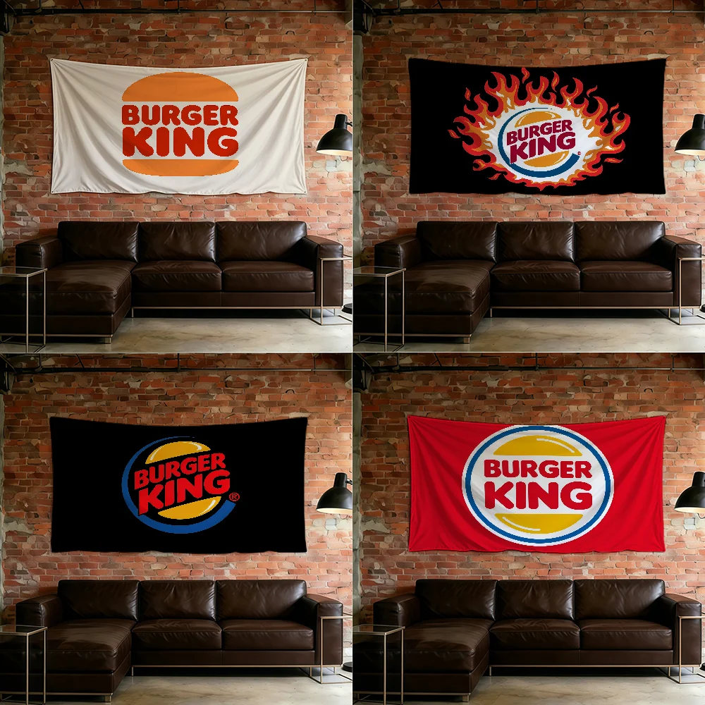 Logo B-Burger King Fashion flag For Room Dorm Camping Picnic Art Style Garage Bar wall Decoration Banner