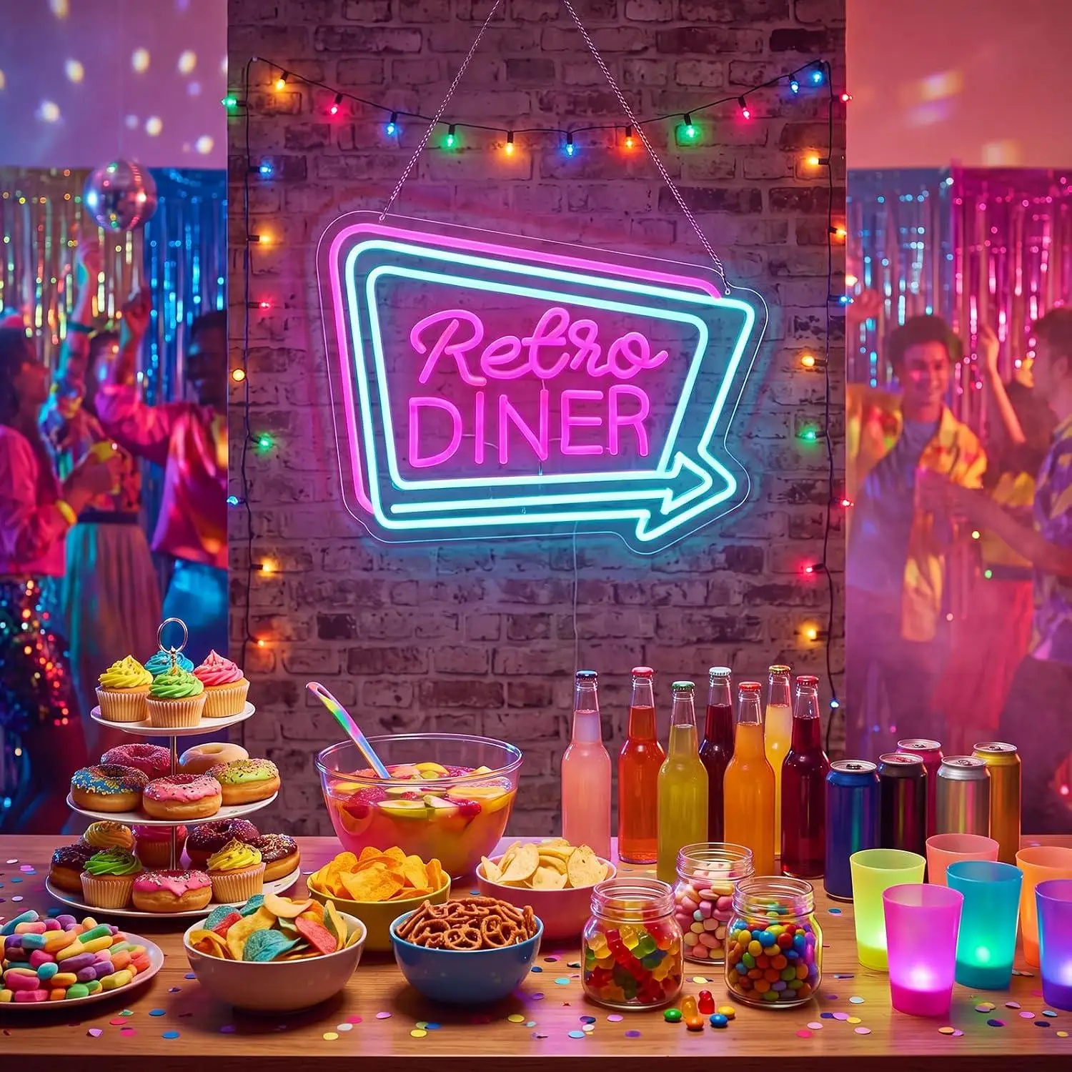 Retro Diner Neon Sign Usb Operated Neon Lamp For Retro Theme Party Supplies Wall Backdrop Restaurant Cafe Bar Led Light Decor