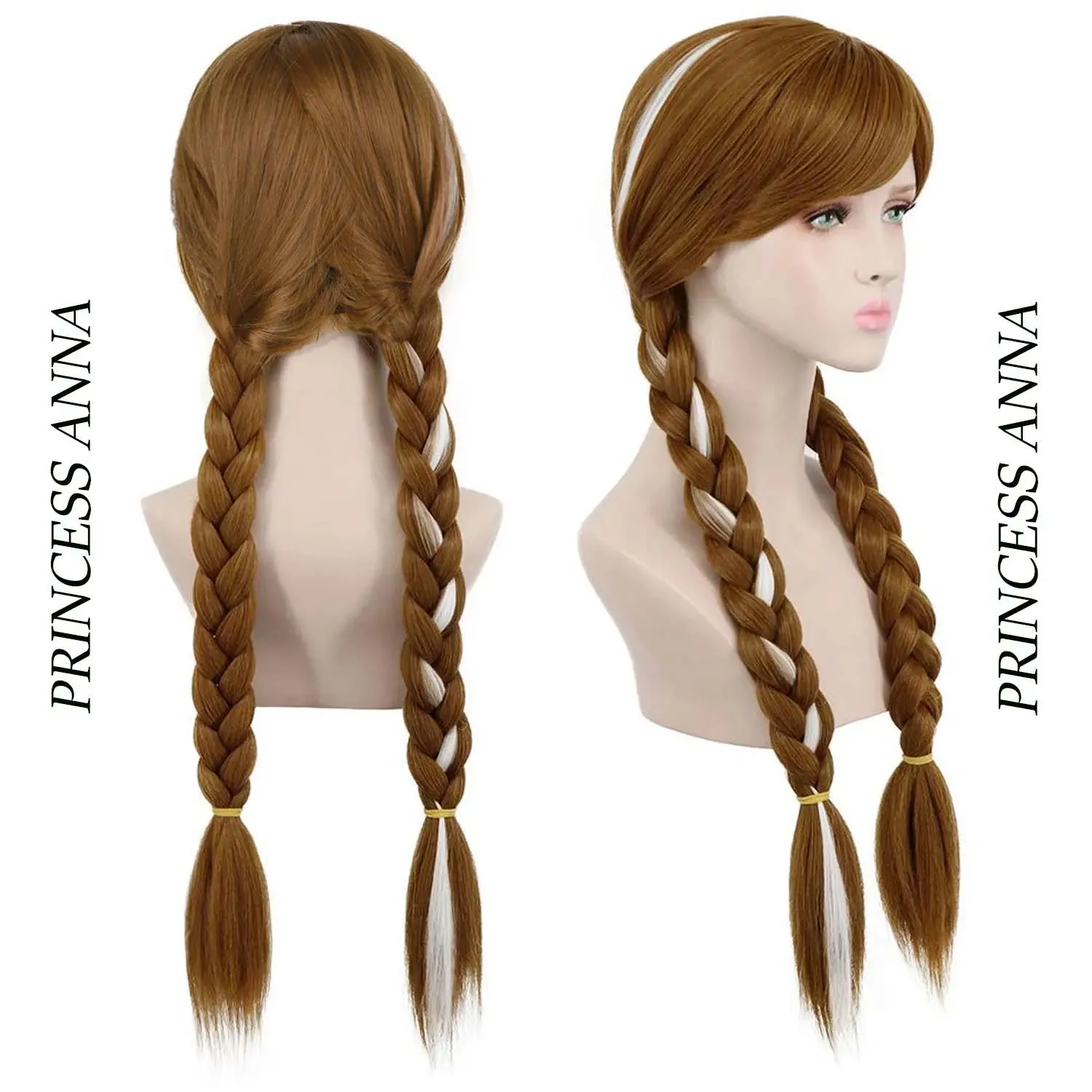 Braided Brown Cosplay Wig for Synthetic Anna Wigs Cosplay Party Wig Peluca De Princesa Princess Wig for Halloween Christmas image 4