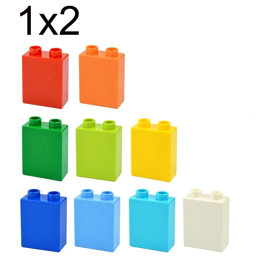 6 Stuks 1X2 Grote Deeltjes Hoge Dikke Bouwstenen Educatief Geassembleerde Accessoires Groot Formaat Baksteen Compatibele Duco 'S Kind Speelgoed
