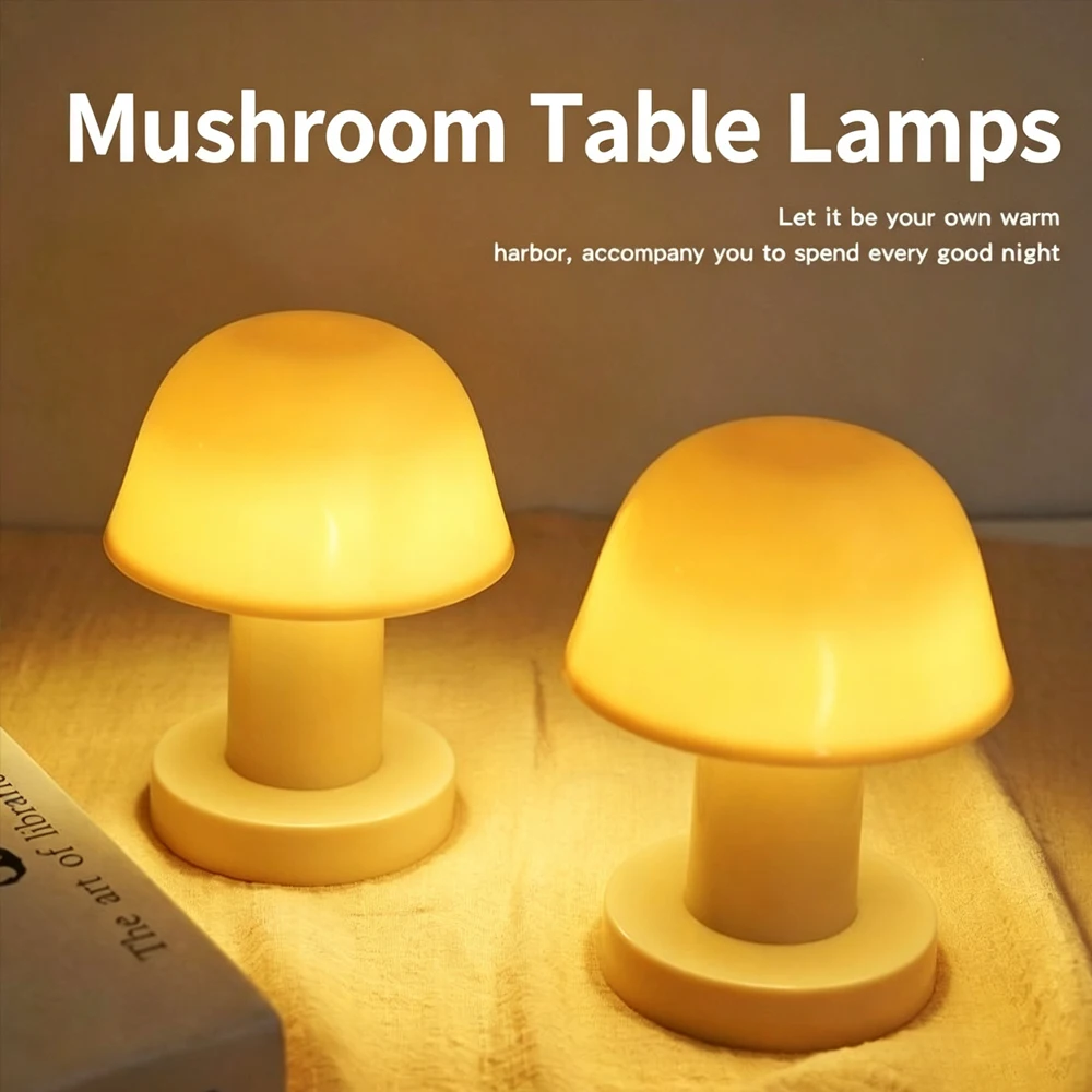 Mini Desktop Sunset Night Lamp Creative USB Rechargeable Mushroom Style Led Night Light for Coffee Bar Home Decor Bedroom
