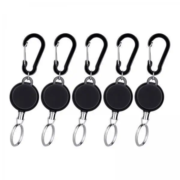 Retractable Key Chain Steel Wire Name Card Holder with Rotatable Safety Clip for Keychain Handbag and Office Badge Use
