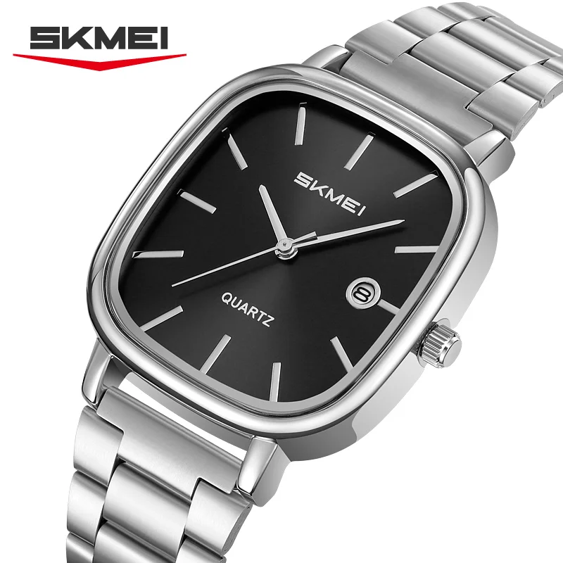 

SKMEI модные кварцевые часы с датой, мужские деловые часы из нержавеющей стали для мужчин и женщин, водонепроницаемые женские повседневные наручные часы