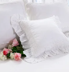 White Ruffle Lace Cushion Covers Home Decoration Throw Pillows Cover Bed Pillowcase Sofa Throw Embroidered Cushion Cover 50X50cm