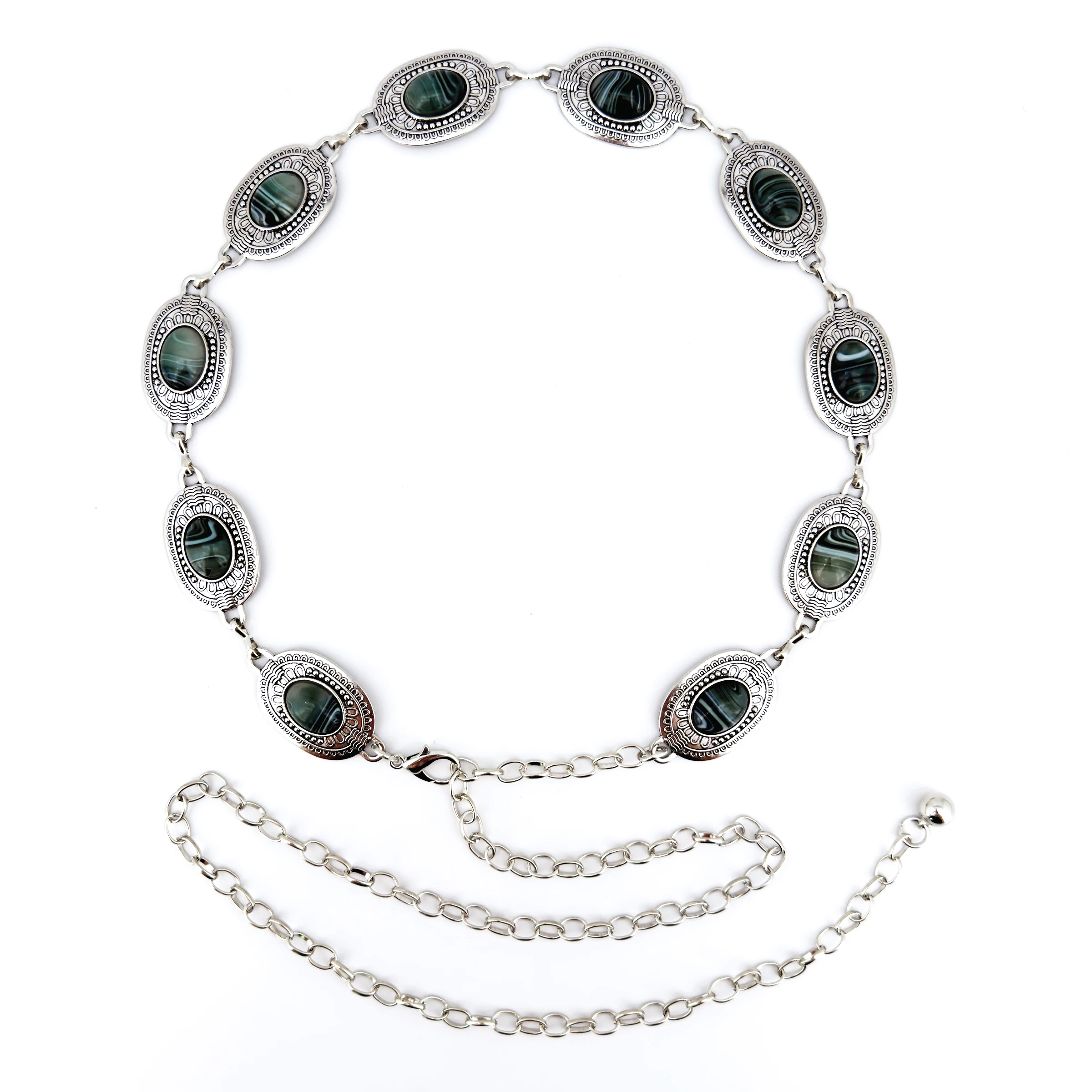 حزام نسائي بوهيمي عتيق على الطراز العرقي بيضاوي مرصع بحجر كهرماني كاجوال فاخر، مع فستان، ملابس متعددة الاستخدامات راقية