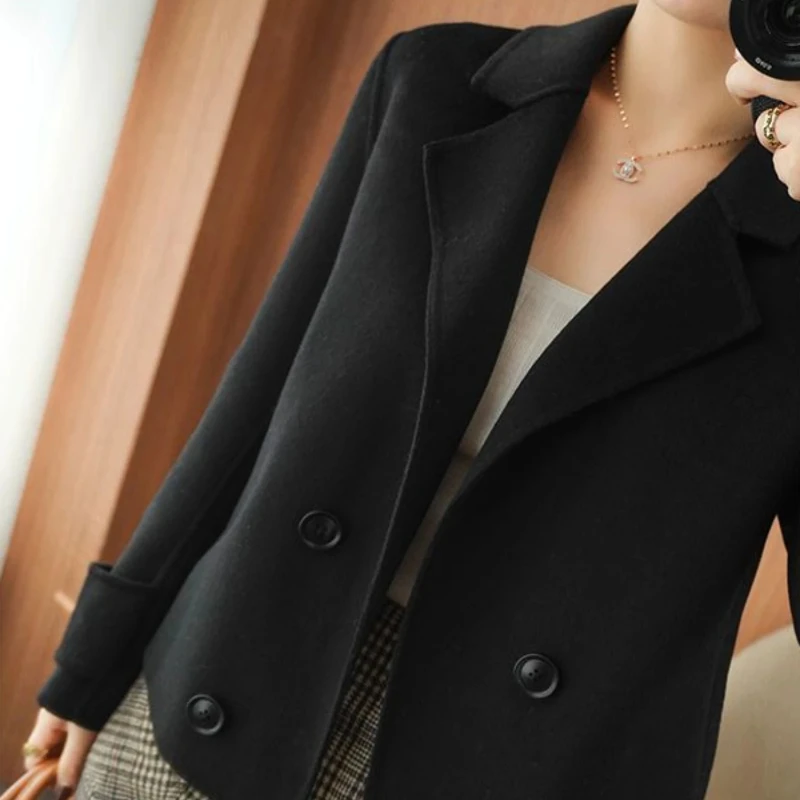 Mixtures Jacket Woman Double Breasted Loose Fashion 2024 on Sale Blazer Wool Blend Coat for Women Novelty Single Trendy New In