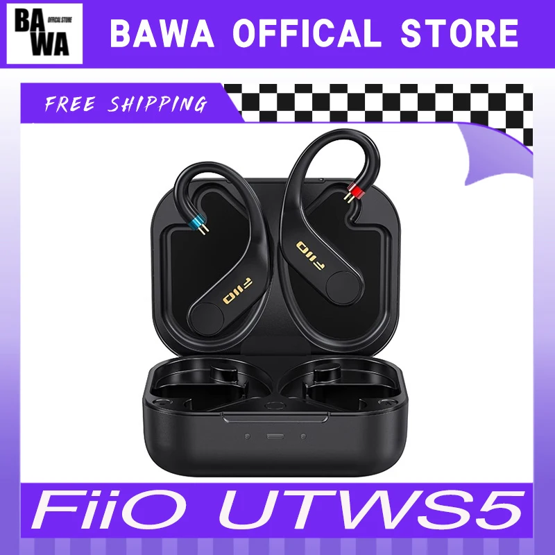 Fiio Utws5 Wireless Bluetooth Custom Earbuds Hook & Headphone Amp For Iems, Hi-Res 96khz/24bit Ldac -Mmcx/0.78 2pins