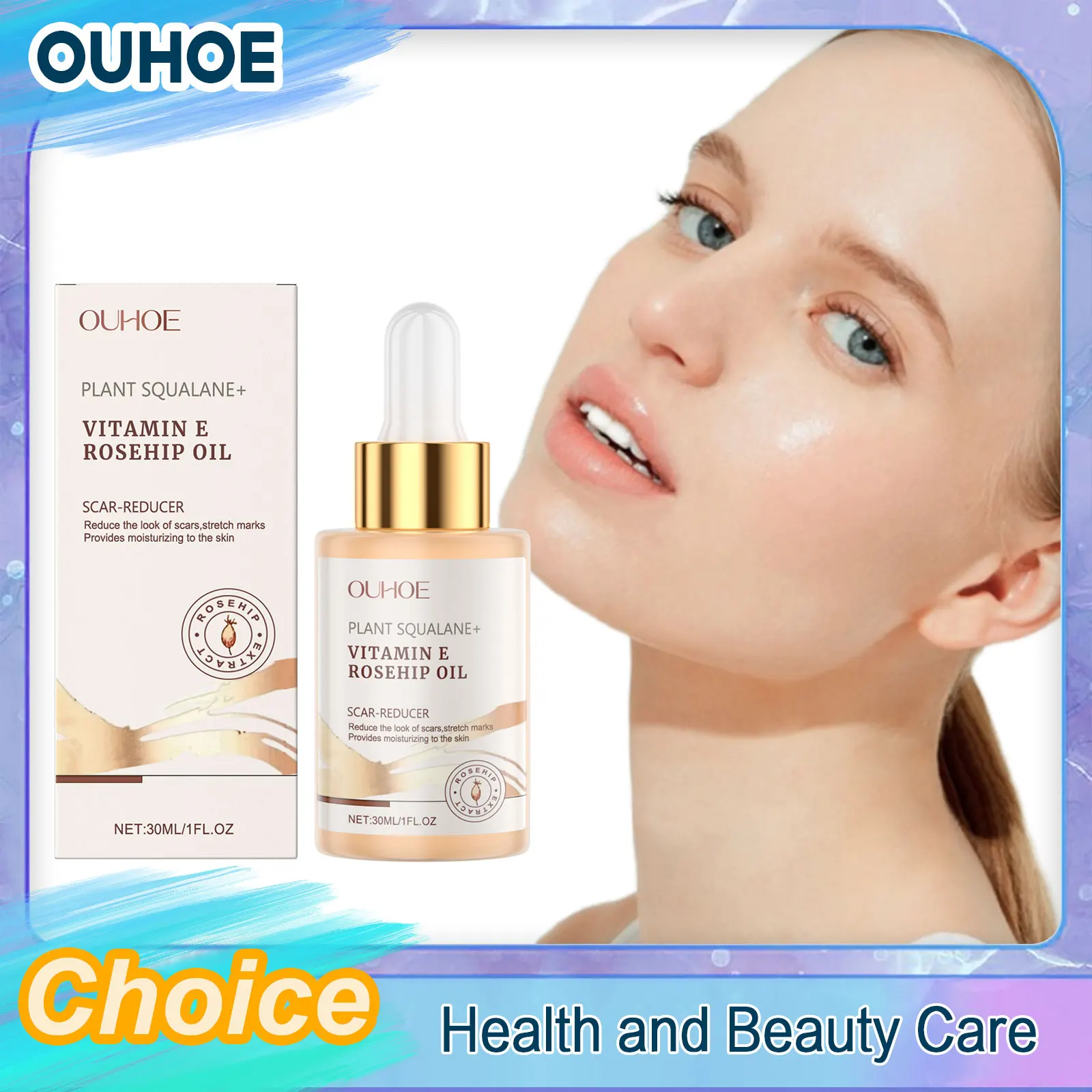 Squalane Rosehip Face Oil Fade Fine Lines Moisturizing Lifting Firming Lighten Dullness Smoothing Rejuvenation Facial Skin Care
