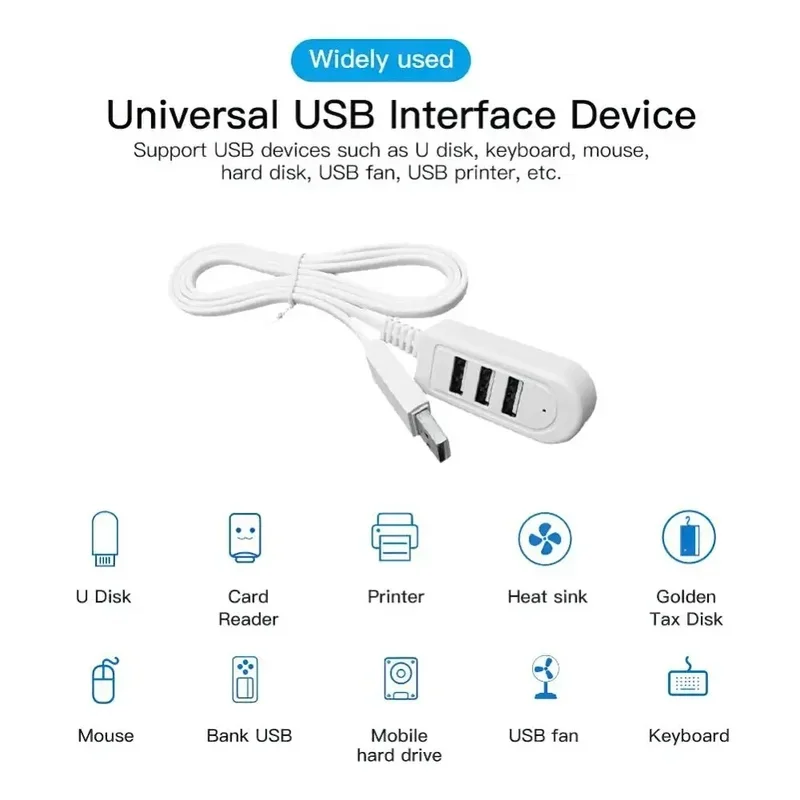 1/3/5pcs 3 In 1 Port Usb Splitter 3A Charger Converter Charging Extension Cable Digital Device Expansion Multi-port Hub 30/120cm