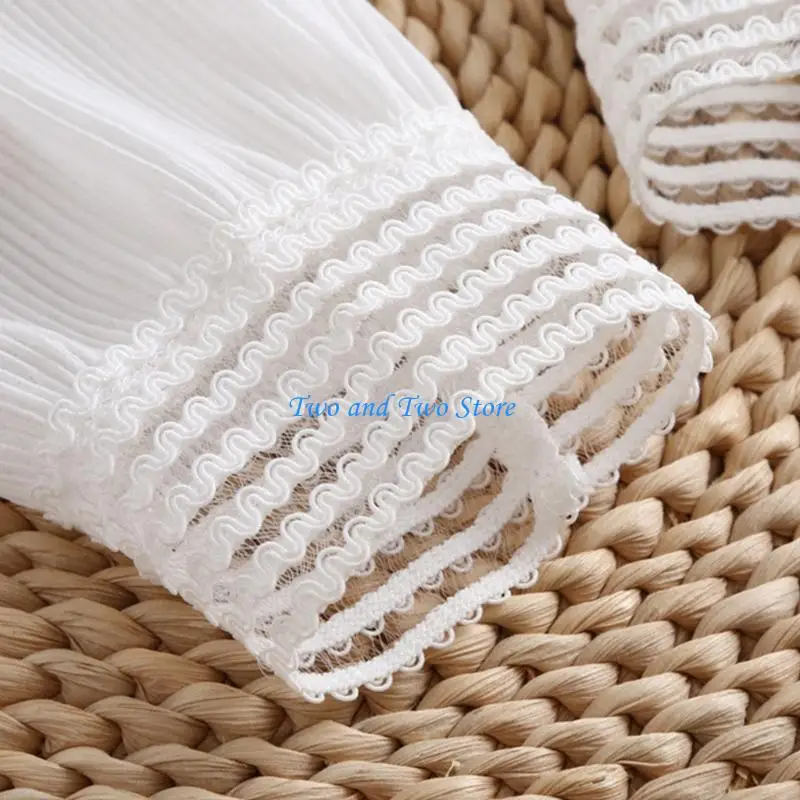 

HX6F Elegant Ruffle Lace Arm Covers Elastic Wrist Cuffs Decorative Faux Sleeves for Women Formal and Casual Outfit Upgrades