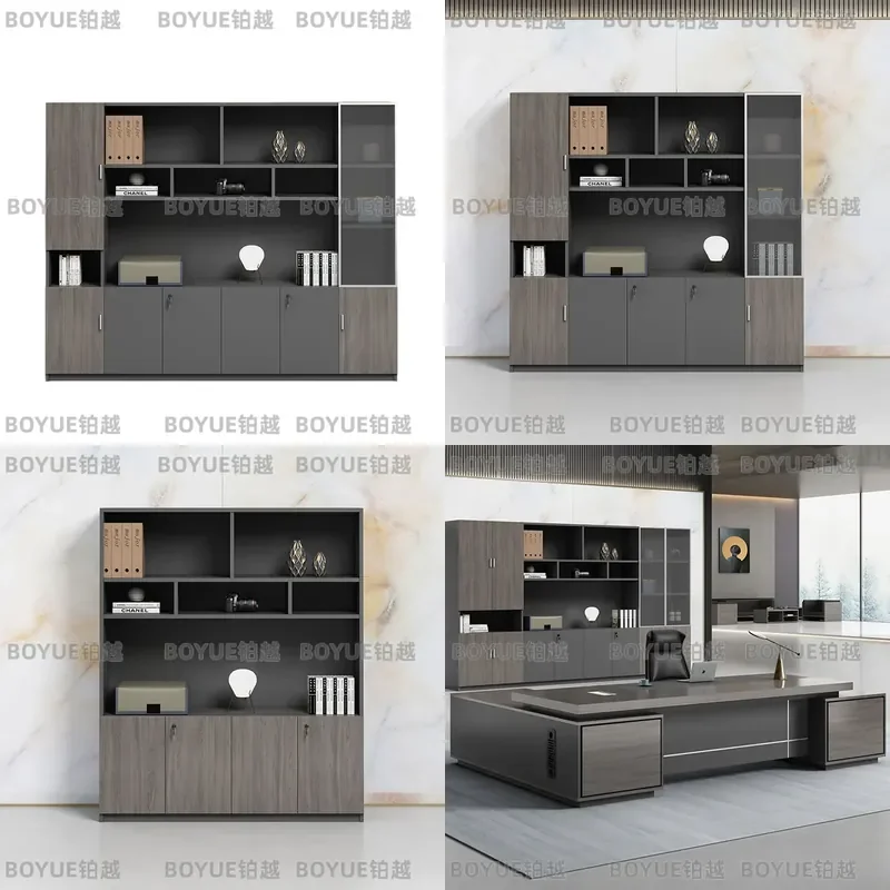 Wooden Office File Cabinet Bookcase Storage Unit Data Locker Display Shelf Wall Mounted Organizer for Home Workspace