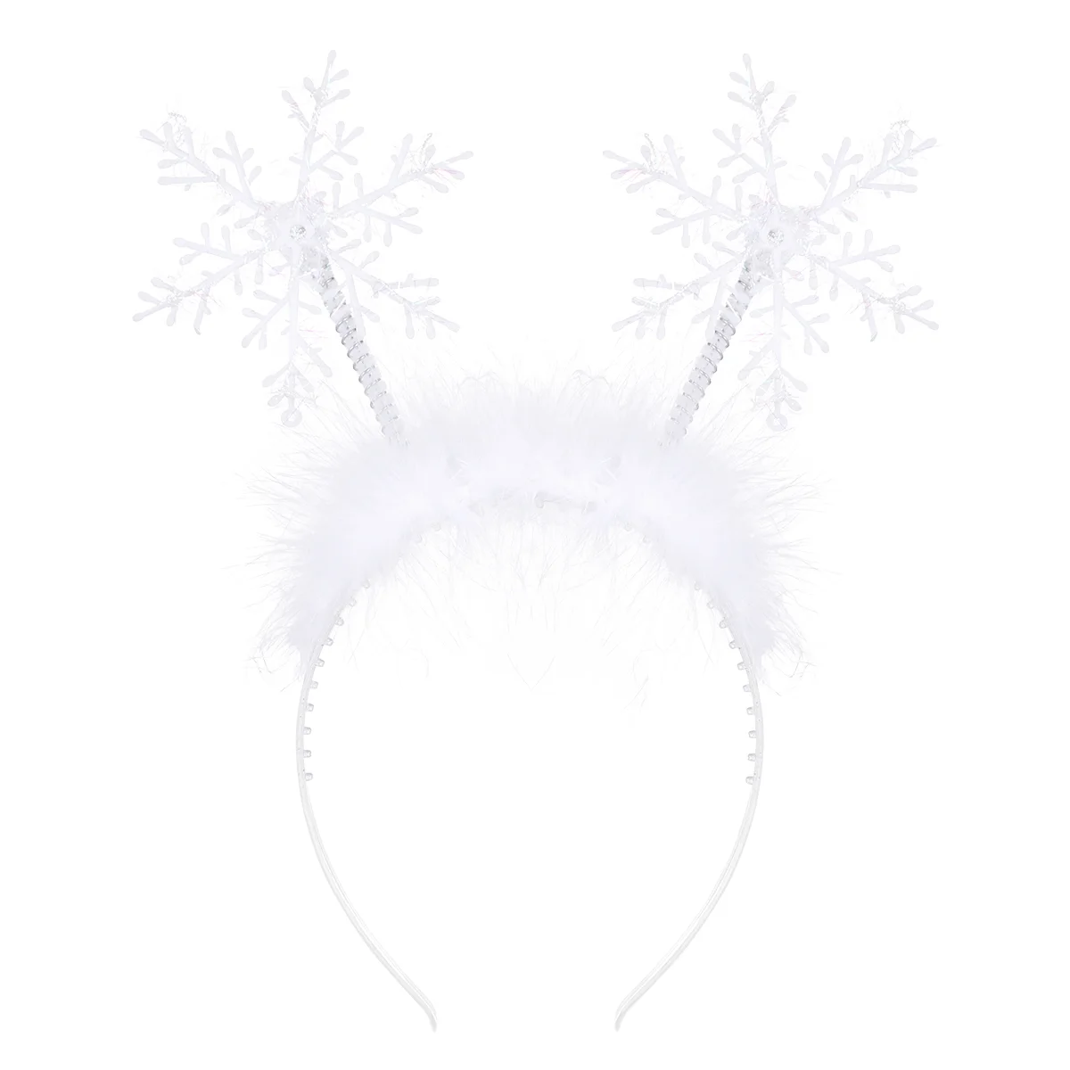 

2 pcs Christmas Hair Feather and Snowflakes Hair Band Xmas Party Headdress Hair Accessories for Decoration Use