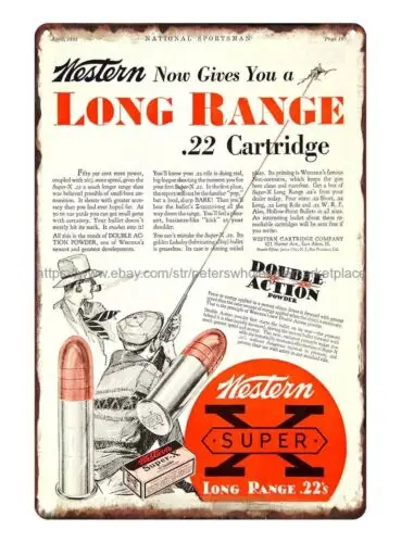 wall 1931 ad Western Super-X caliber rifle cartridges firearm metal tin sign