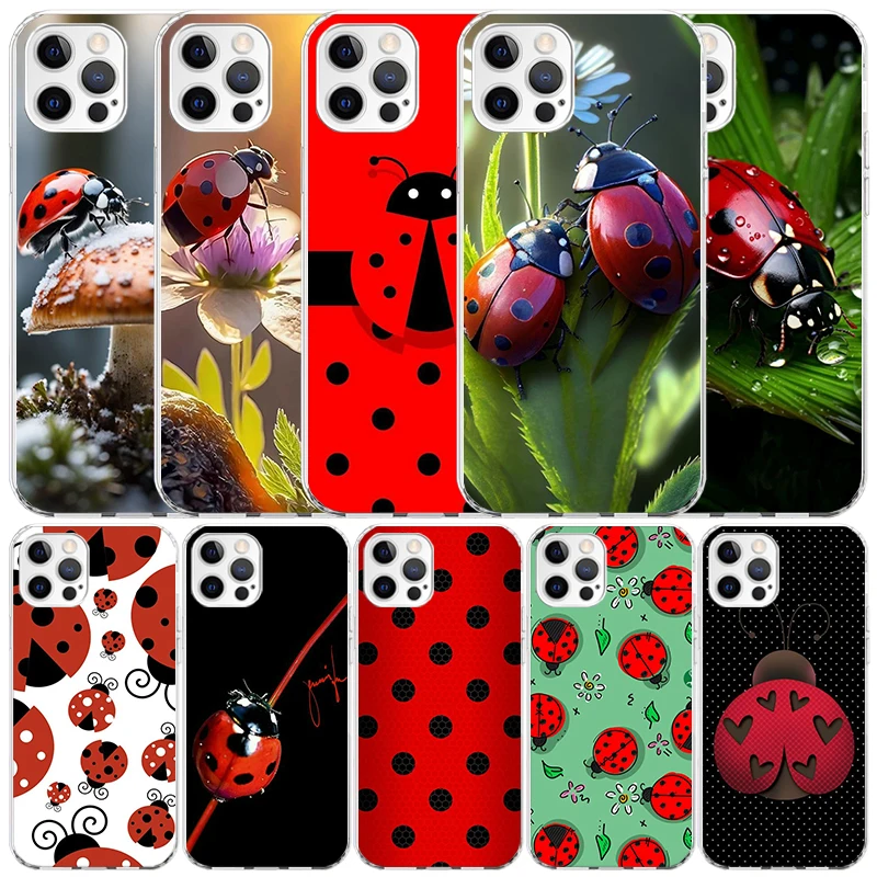 Insect Seven-Star ladybug Phone Case For IPhone 16 15 14 13 12 11 Pro Max Mini XR XS X 7 Plus 8 + SE 2020 Soft TPU Back Cover