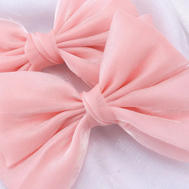 2pcs Pink Chiffon Hair Bow Clip For Girls Handmade Hairpins Barrettes Baby Delicate Hairgrips Headwear Hair Accessories