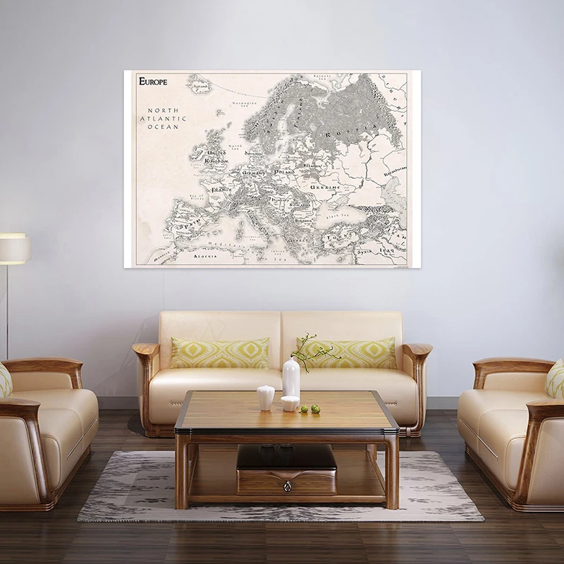 Vintage mapa europejska 120*80cm włóknina plakat artystyczny bez ramki drukuje biuro wystrój domu klasa szkolne