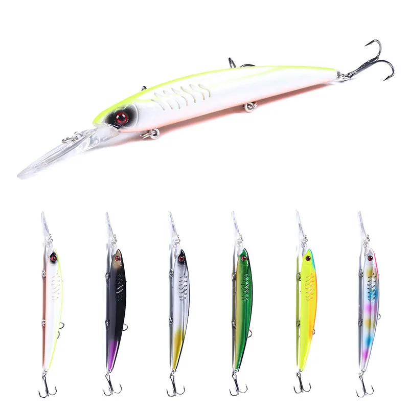 6 Stück 14,5 cm 12,7 g Minnow-Köder-Set, Hartköder-Set für Barsch, Hecht, Karpfen, Tauchtiefe 1,8–2,7 m