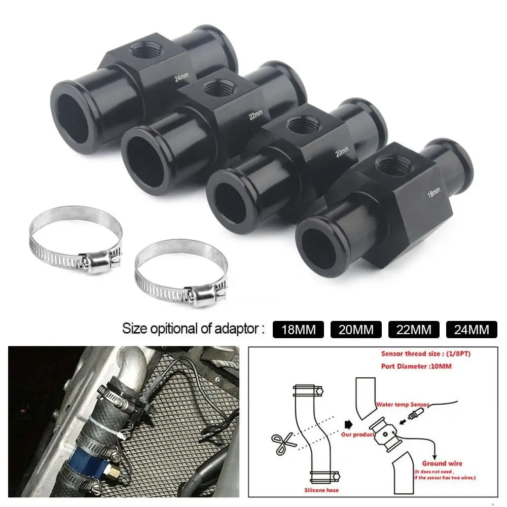 Alloy 18mm 20mm 22mm 24mm Black Motorcycle 1/8 Npt Gauge Sensor Temperature sensor Water Temp Gauge Radiator Joint Pipe Sensor