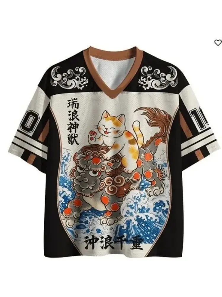 2026 Japanese-style Pattern Printed T-shirt Suitable for Sports and Fitness 3D Printed T-shirt Top