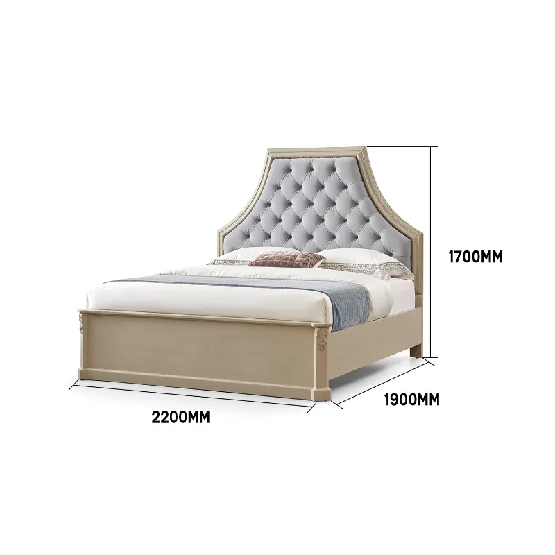 Light Luxury American-Style Modern Double Bed Solid Wooded Beds for Hotel's Master Bedroom Large Wedding Storage Princess Bed