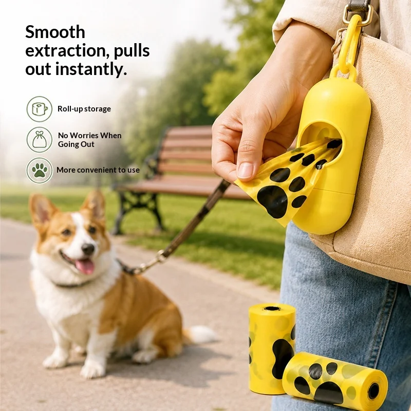 Thickened Biodegradable Pet Waste Bags Plastic Roll Dog Poop Bags Leakproof Easy Tear Cat Cleanup Walking Camping Travel Easy