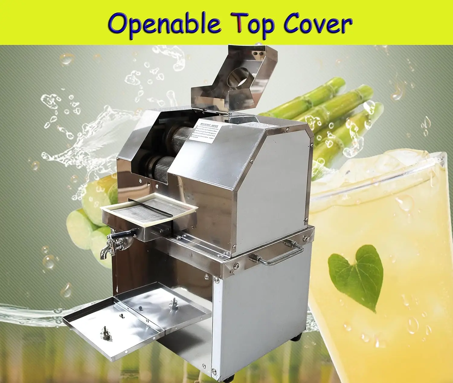 110V 商業デスクトップサトウキビジューサー抽出器、トップオープニング機能付き電動サトウキビプレスジューサー