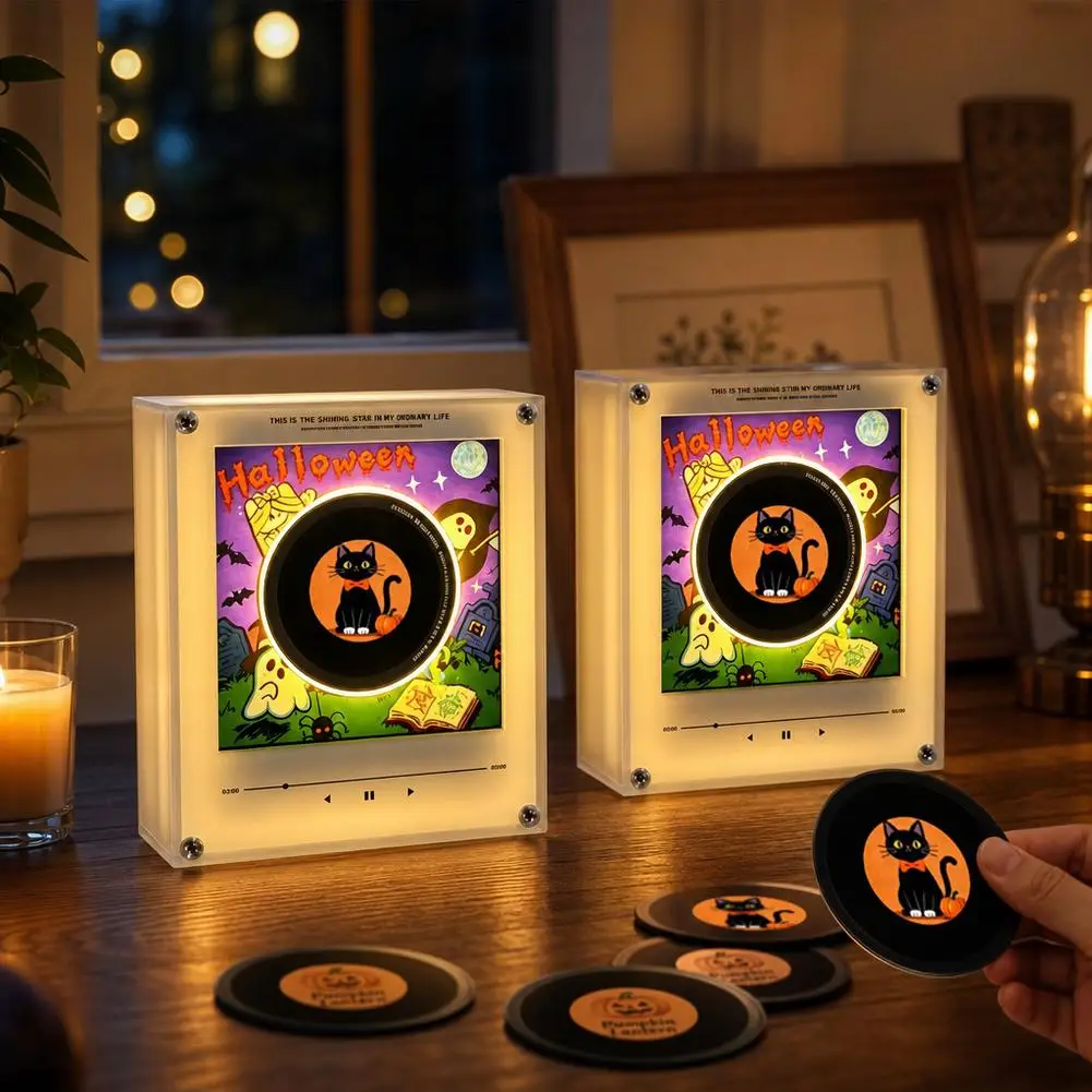 Halloween Transparent Acrylic NFC Music Player – Magnetic Fridge Sticker With Auto-Play Night Light Home Christmas Ornaments