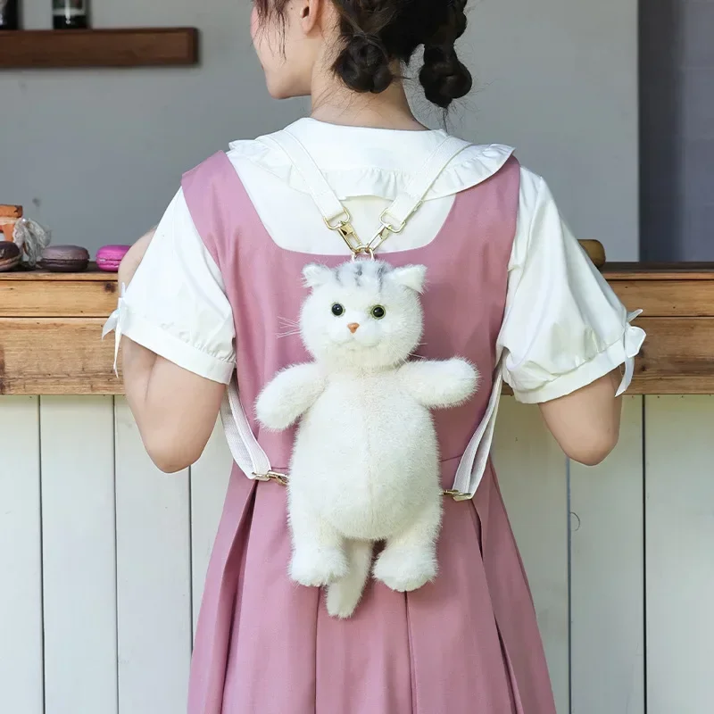 

Pure Handmade Simulation Plush Cat Backpack Trendy And Fashionable British Shorthair Backpack Cat Suitable For Birthday Gifts