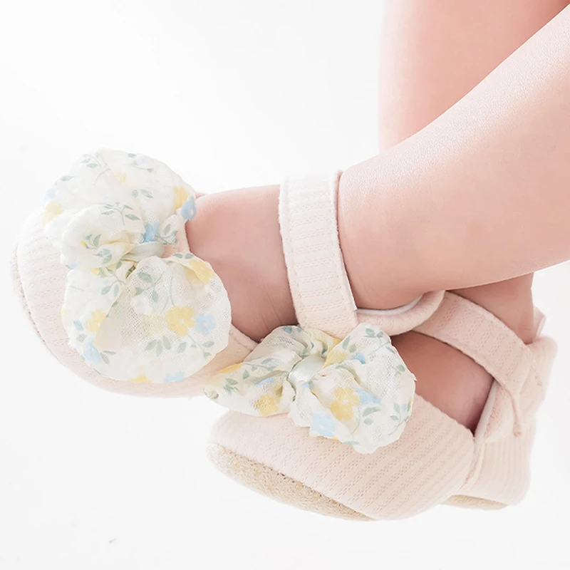 EWODOS Infant Baby Girls Moccasins Cute Floral Print Bowknot Soft Sole Flat Shoes Prewalker Anti-Slip Shoes First Walker Shoes