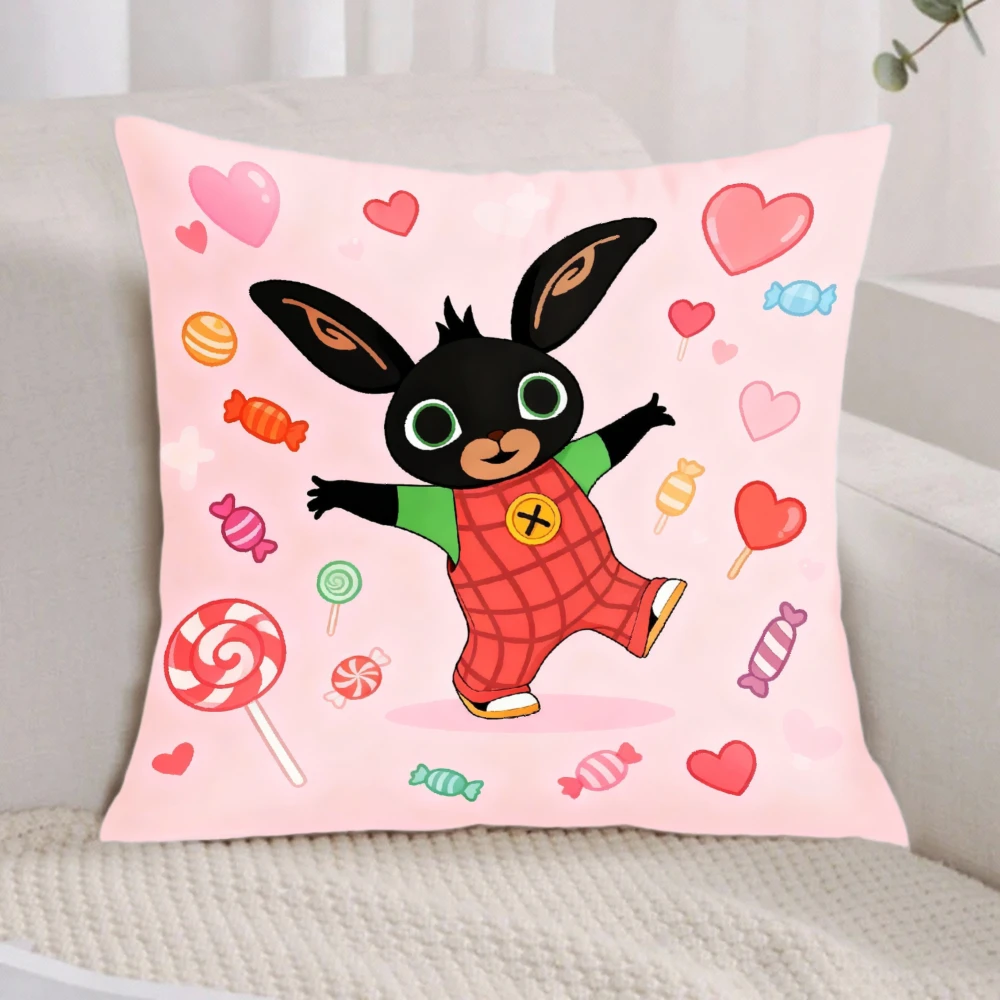 Короткая плюшевая наволочка с рисунком аниме B-Bing Rabbit, наволочка с двусторонним принтом, застежка-молния, диван, вечерние, домашний декор