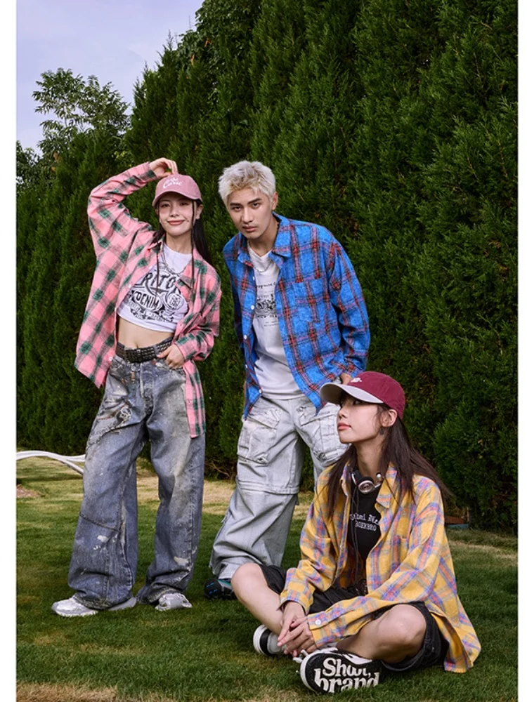 

American Retro Plaid irt Men's High-End Small Fraance Sle Jaet Spring Teenage Long Sve irt Loose Fit Youthful Sle
