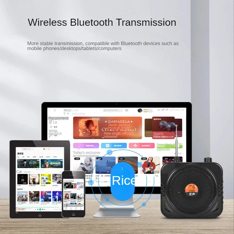 15W Portable Voice Amplifier Wired Microphone FM Radio AUX Audio Recording Bluetooth Speaker For Teachers Instructor