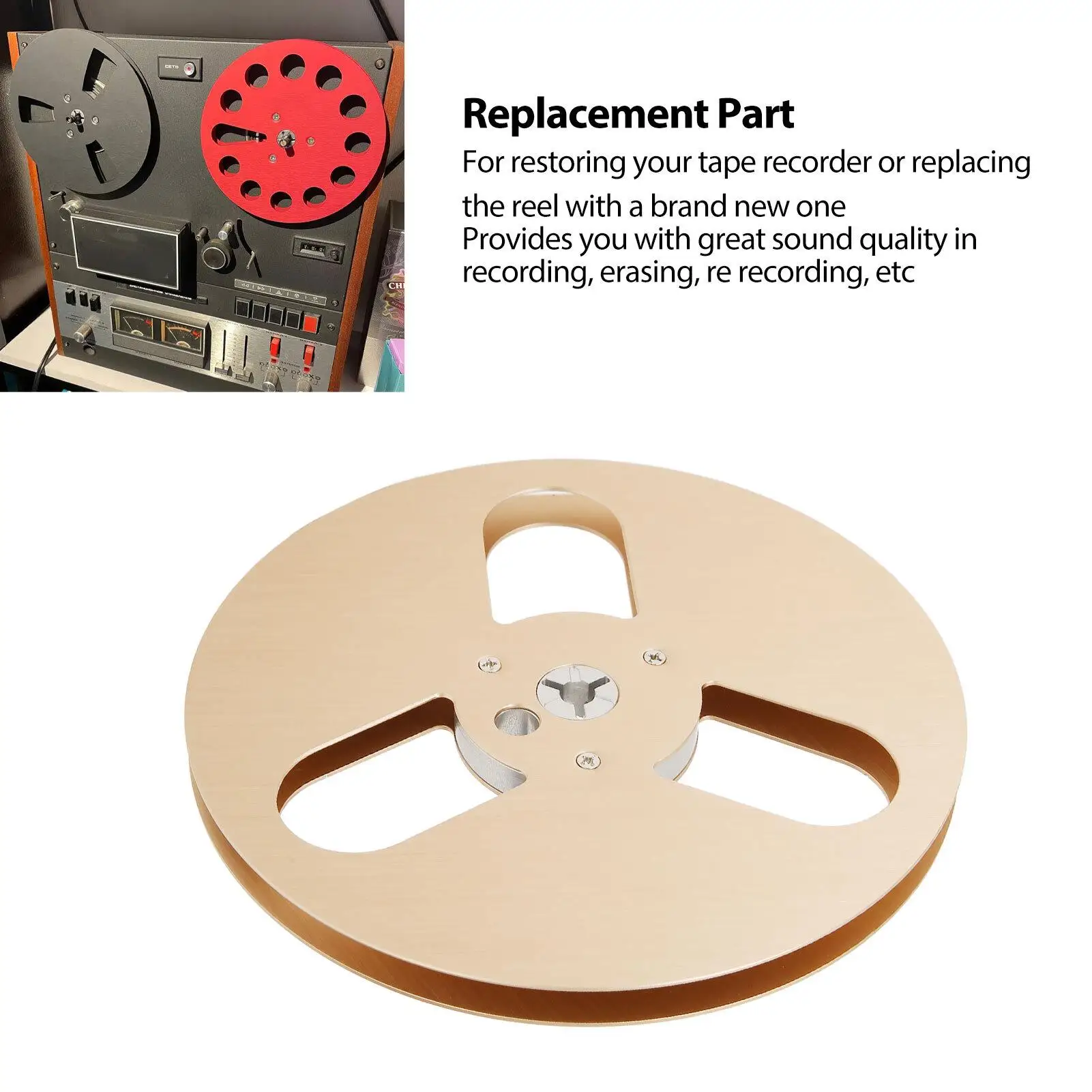 1/4 7-Inch Empty 3-Hole Aluminum Alloy Takeup Reel for teac - Durable Machine Part