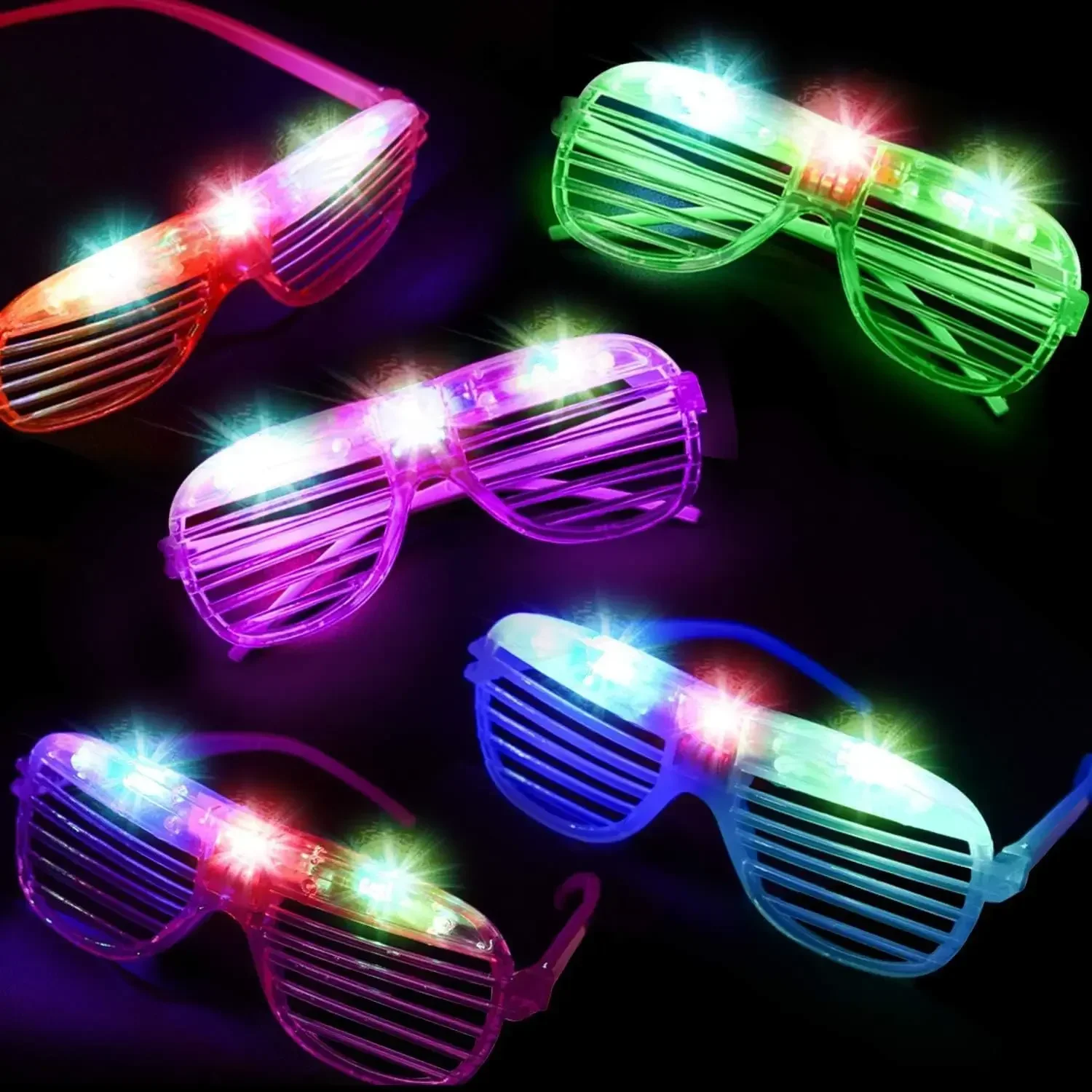 Óculos de luz LED para festa, óculos de sol neon, persianas, brilham no escuro, Natal, aniversário, casamento, suprimentos para festa, 50pcs