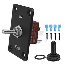DaierTek Rocker Toggle Switches Momentary Polarity Reverse Switch 6 Pin 3 Position (ON)-Off-(ON) With UP/Down Plate For RV Boat