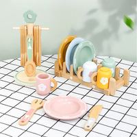 Wooden Simulation Western Tableware Set Children Kitchen Toy Set Kids  Role Play Toy Girls Cooking Toy Pretend Play House Toys