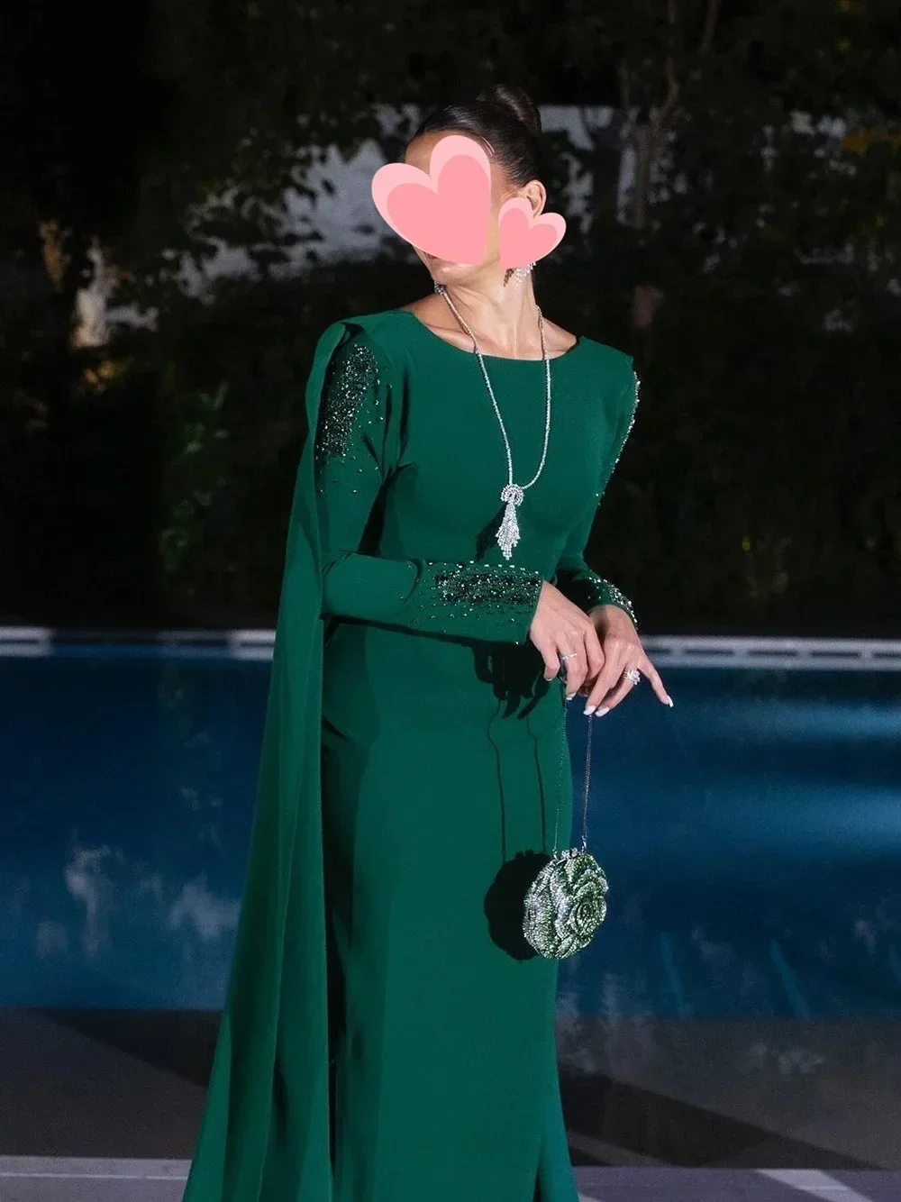 Robe de Bal de Forme Trapèze, Élégante et Personnalisée, Tenue de Soirée de Couleur Verte, avec Perles, Dos aux, Longueur de Rincage, Sexy, pour Occasions Formelles, 2024