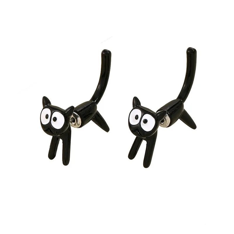 New Funny Small Black Cat Earring for Women Girl Fashion Cute Animal Kitten Earrings Fashion Party Festival Piercing Jewelry