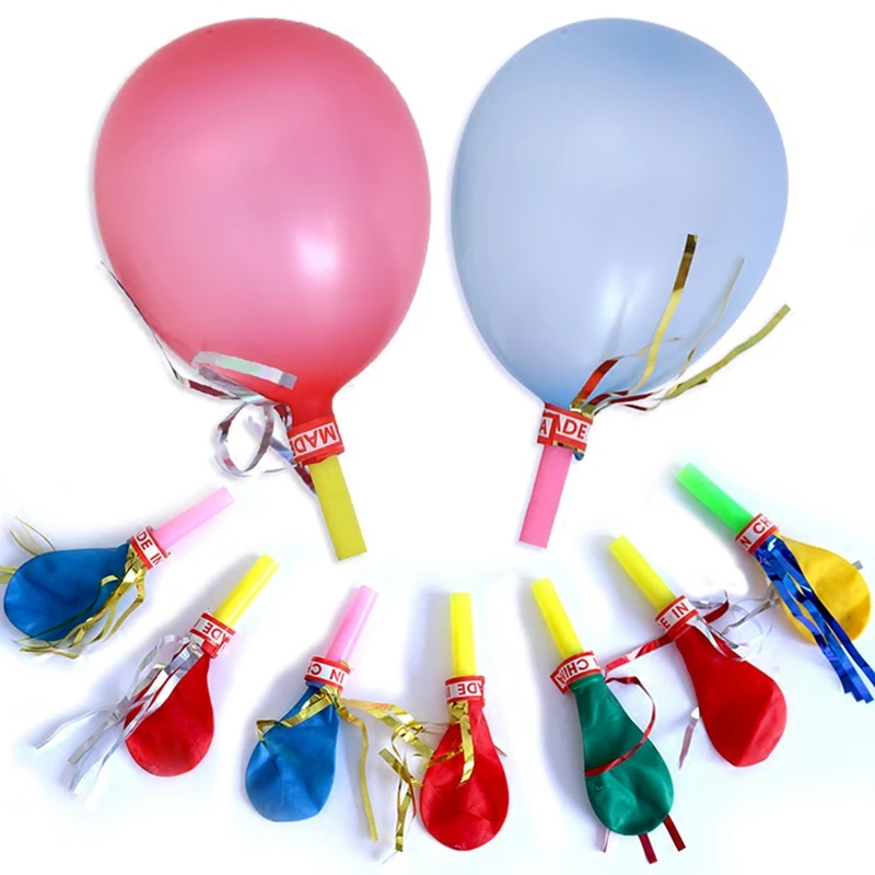 48Pcs Gold Thread Balloon Whistle Toy Kids Birthday Party Favor Pinata Filler Easter Kids Day Carnival Party Favor Decoration