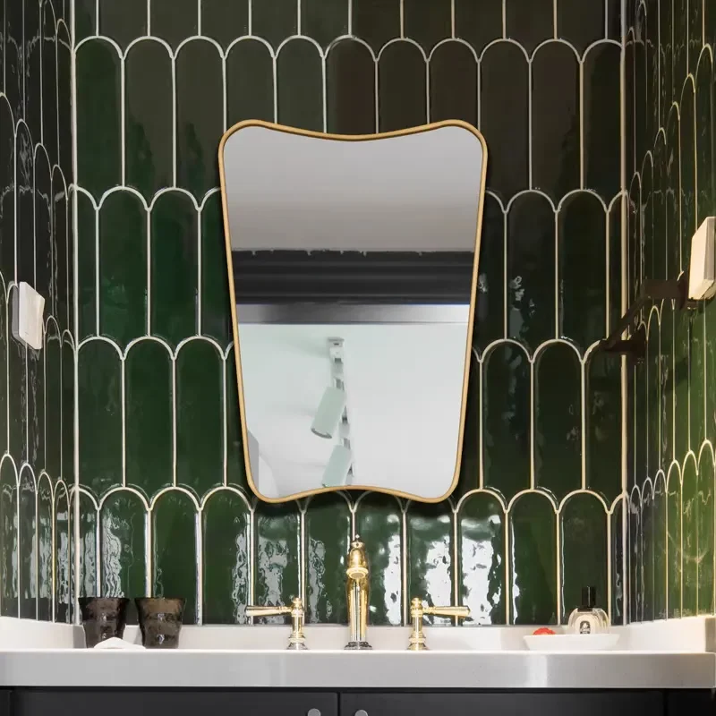 for Gold-plated Stainless Steel Retro Mirror Silver Light Luxury High-end Hotel Entrance Living Room Dining Room Bathroom
