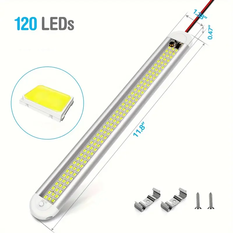 Kit De 4 Barras De Luz LED De 48 LEDs Para Interior De Coche, Caravana O Remolque – 12V Blanco Frío