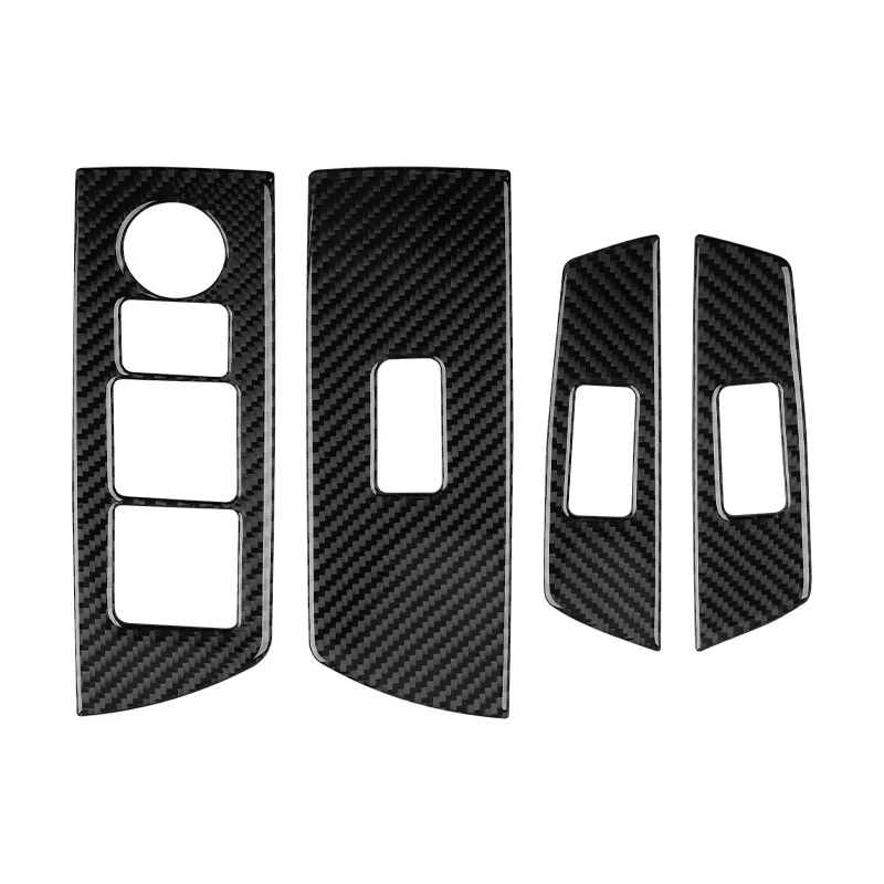 Car Carbon Fiber Window Glass Lift Button Trim Switch Cover Door Armrest Panel Sticker for Mazda CX-9 2016-2020 Left