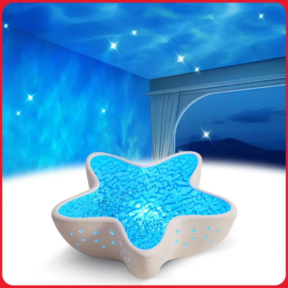 

Starfish Ocean Projection Lamp for Bedroom Playroom Decor Romantic Water Ripple Night Light 7 Colors Sea Star Lamp for Kids