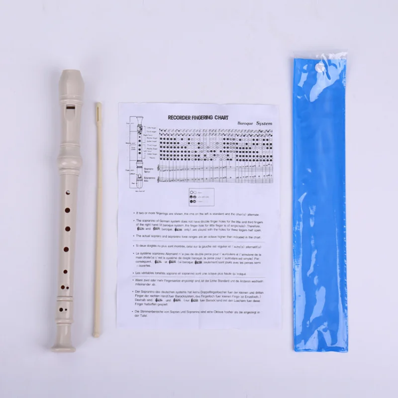 8 Holes Plastic Recorder ABS Long Flute Clarionet Musical Instrument Colorful Clarinet with Cleaning Stick for Children Beginner