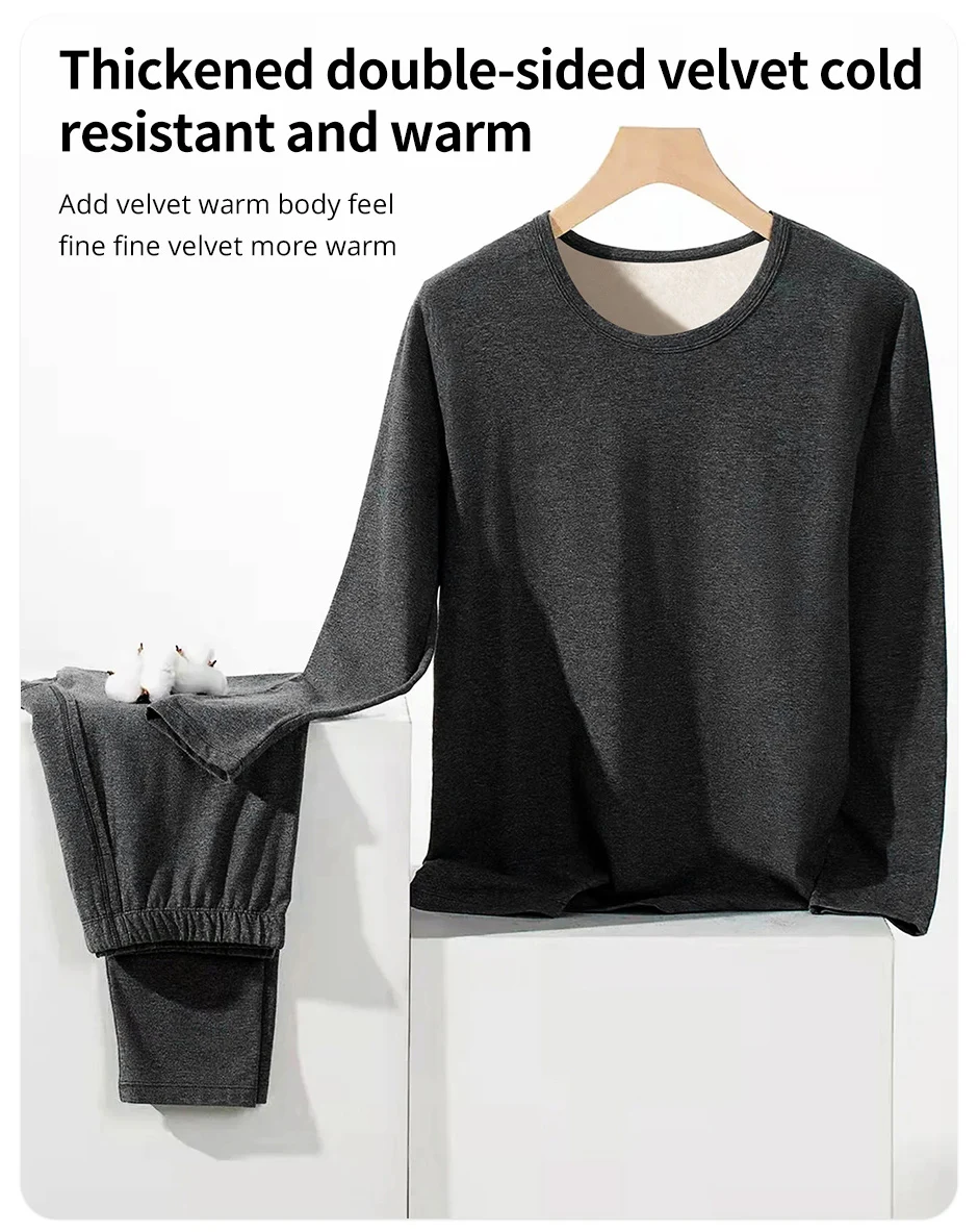 Herren-Winter-Thermounterwäsche-Set, Gesichtsschleifen, doppelte Wärme, schlanker Körper und hohe Elastizität, bequem und atmungsaktiv – Detail 9