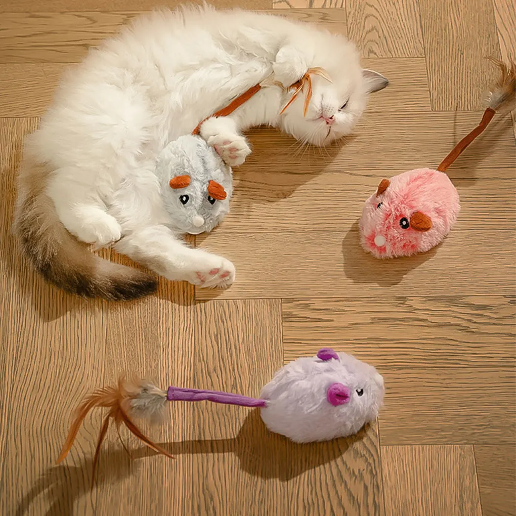 Smart Electric Mouse Toy Usb Rechargeable SelfHelp Cat Toys Wireless Electronic Rat Plush Mouse Toy Automatic Toys Rat