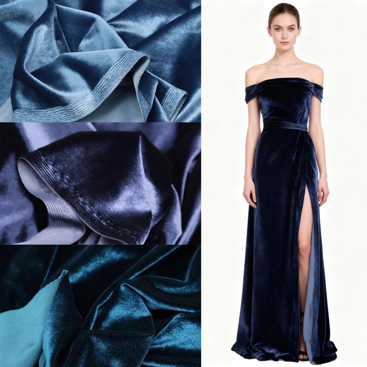 

Autumn and winter blue velvet fabric elastic soft and glossy fabric sewn clothing design curtain background decoration diyfabric