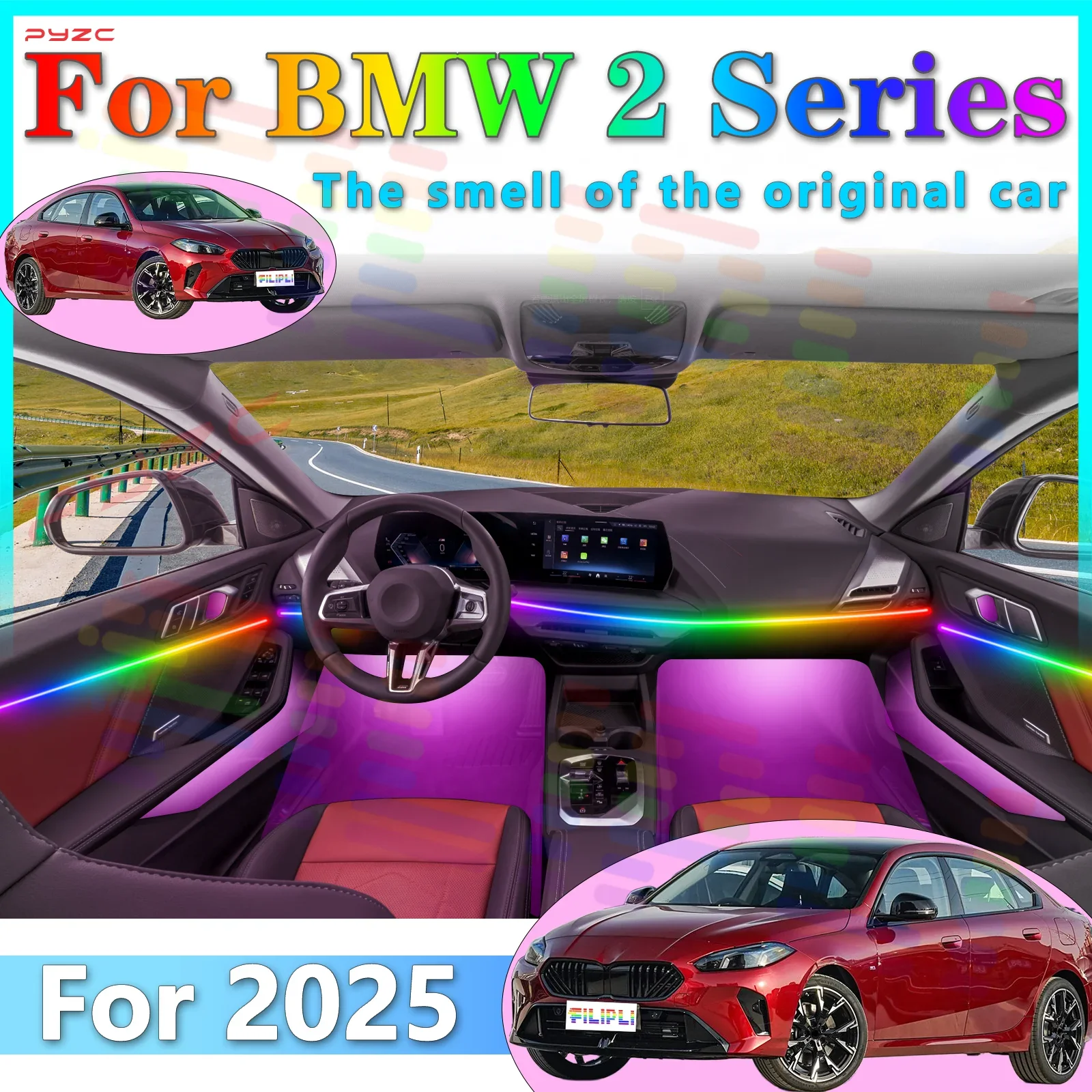 

For BMW 2 Series 3rd Gen Four doors four seats Environmental Light LED Strip for Interior with APP and 64Color and RGB S