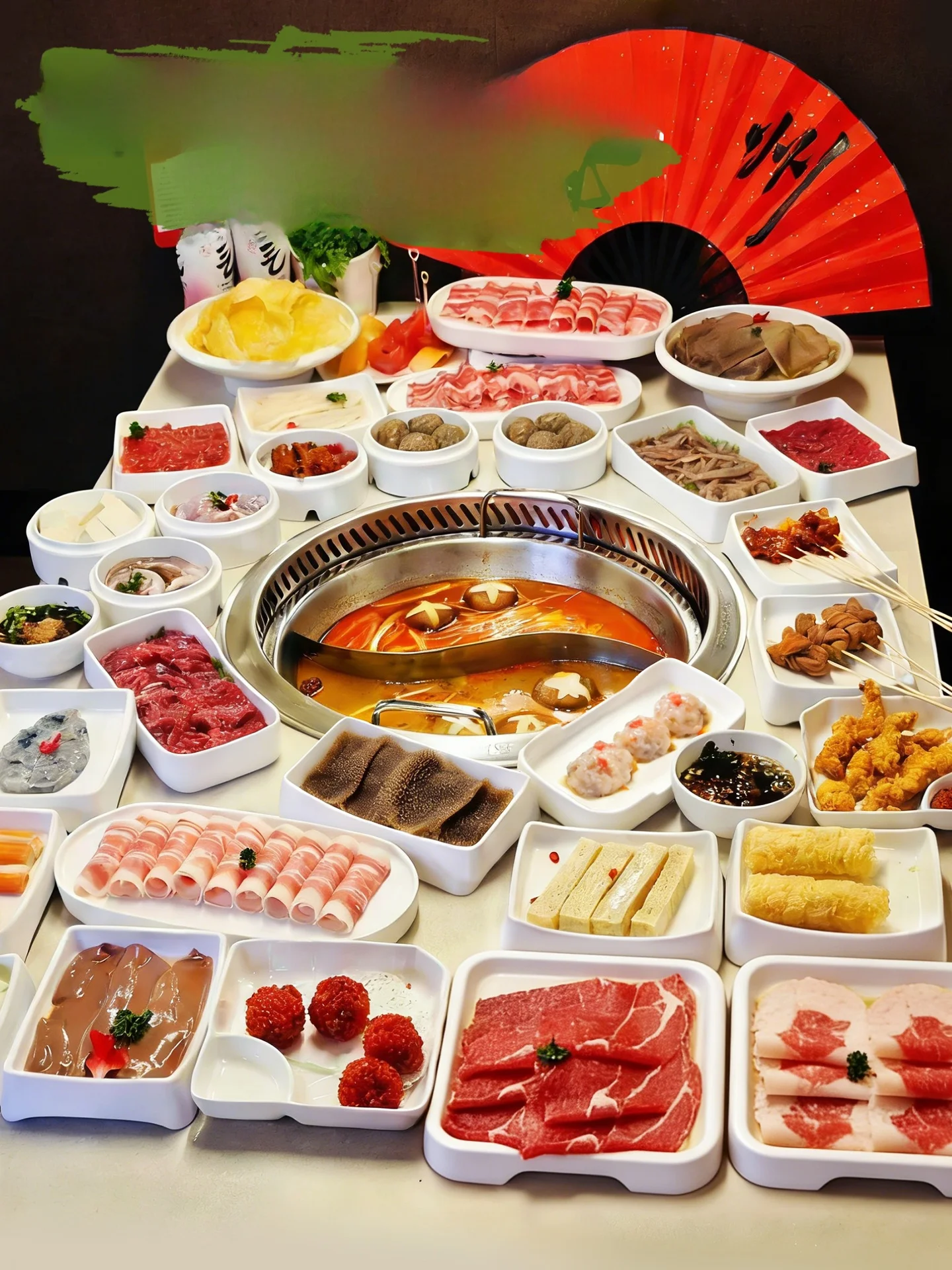 Wèi ú Wú Old Hot Pot Formaline Tableware Commercial ering Preparation Plate Self-Service Diwaing Plate Imitation Por...